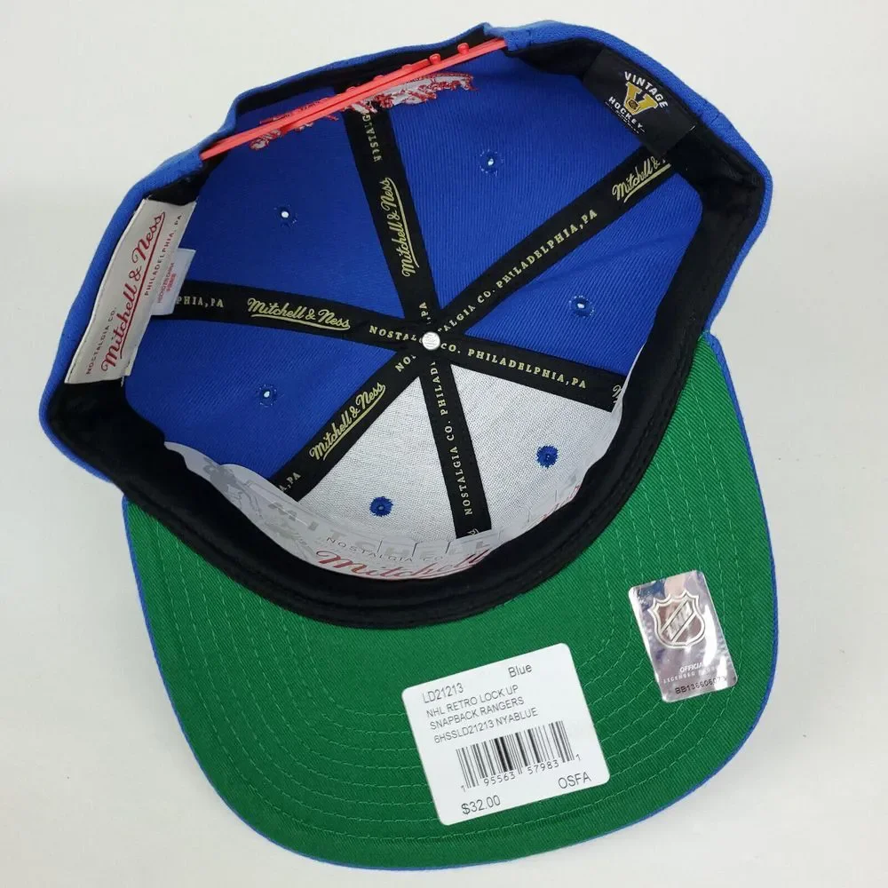 NY Rangers Mitchell & Ness NHL Snapback Hat Cap 3D‎ Script Logo Blue NWT